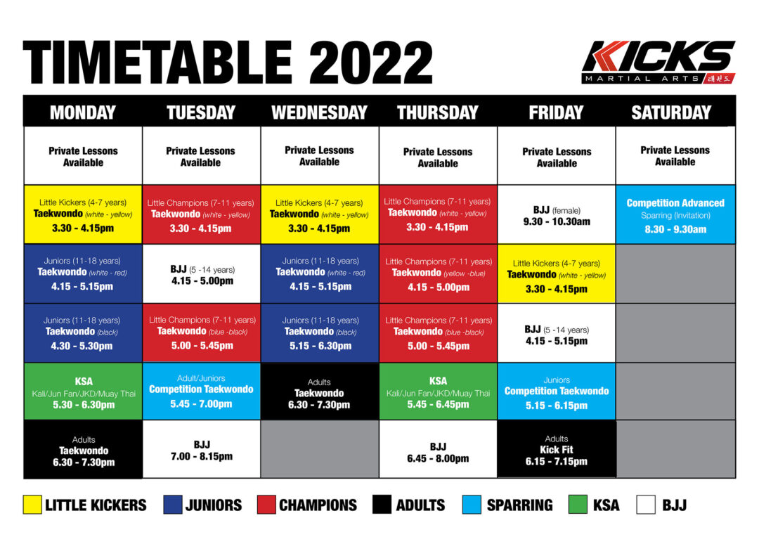 2022 timetable
