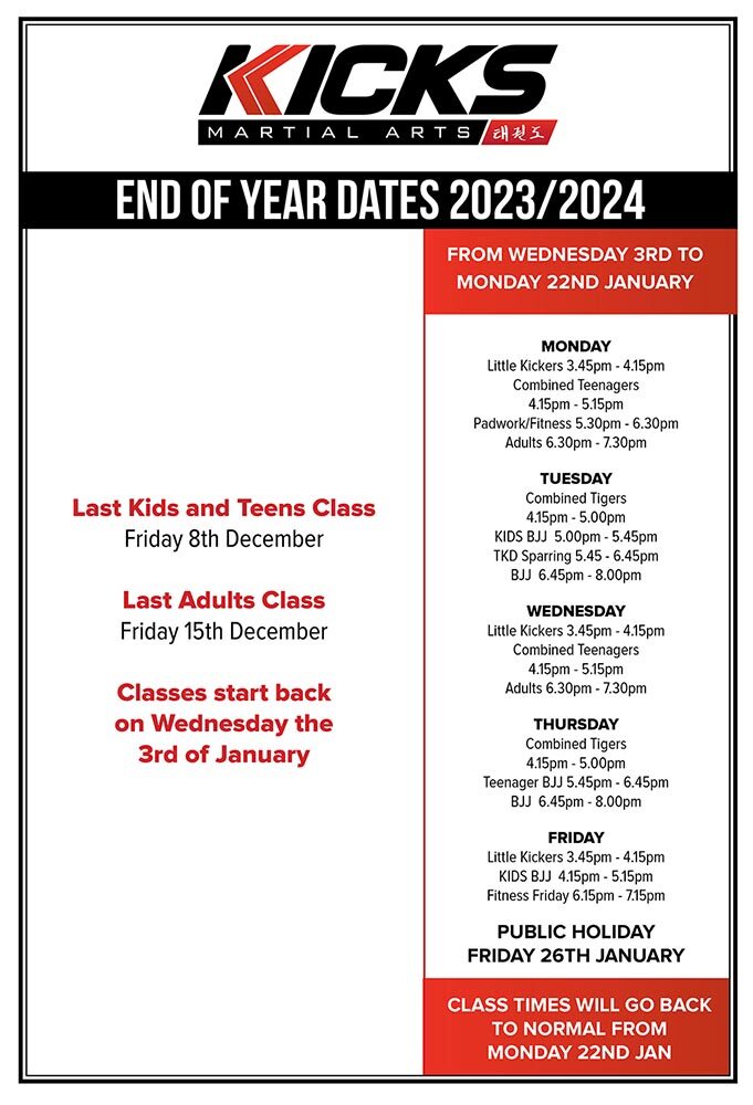 2023 -2024 end of year dates