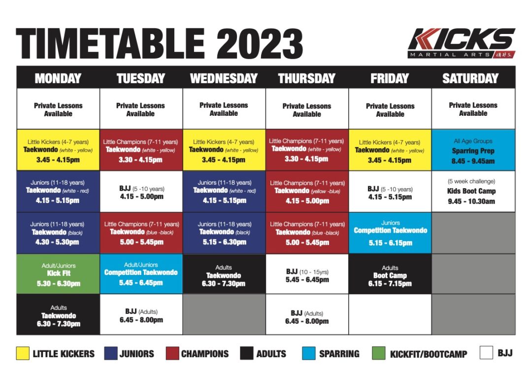 2023 timetable