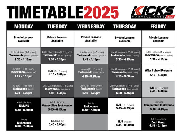 2025 Timetable
