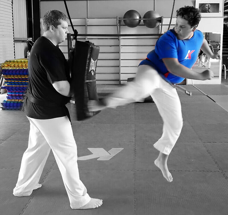 jumping back kick training